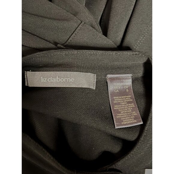 Liz Claiborne Classic Small Black Shirt Dress Tie-Waist Button-Front Long Pocket - Picture 9 of 16